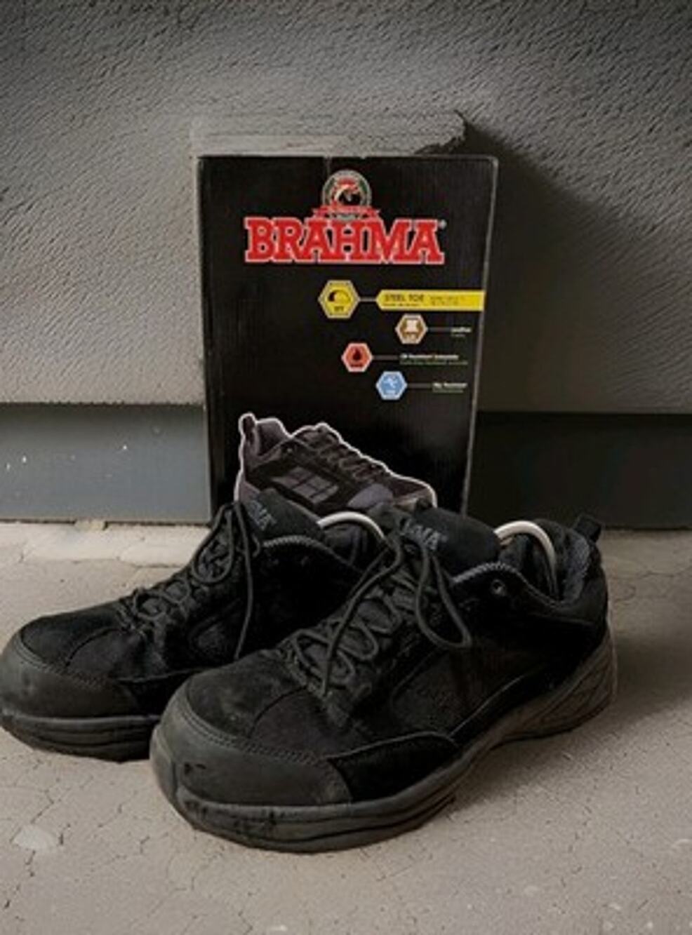 Brahma Adan Steel Toe Work Shoes Mens Size 12 Black Leather Slip Resistant ASTM